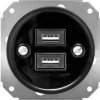 Gniazdo USB podwójne 3.2A Retro ceramic bez ramki, czarne