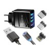 Ładowarka 4xUSB + kabel magnet. 3w1 Zestaw (USB-C, Iphone, microUSB)