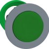 Pushbutton, unlabeled, unlit, groping, waistband round, green, front ring light gray, mounting Ø 30.5 mm, ZB5FL3C0