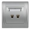 LOGO Gniazdo telefoniczne podwójne 2xRJ11, 4-stykowy srebrny metalik 7LGT-2