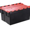 Pojemnik z przymocowaną pokrywą Czerwony szerokość 400mm 77L RS PRO PP