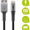 49267 Sync and charging cable, USB-A > Lightning, 0.5 m, textile, blac