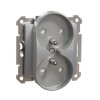 SEDNA DESIGN & ELEMENTS Gniazdo podwójne z uziemieniem z przesłonami do ramek Elements srebrne aluminium SDD113271 SCHNEIDER ELE