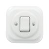Włącznik światła pojedynczy dwubiegunowy ceramiczny, kwadratowy z ramką, podtynkowy biały Ceramic Loft