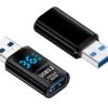 Miernik napięcia i prądu USB-A na USB-A z transferem danych czarny 10Gbps 36W PD