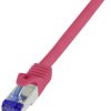 kabel LAN LogiLink C6A014S, 1 szt., RJ45, CAT 6a, S/FTP, 0.25 m, czerwony
