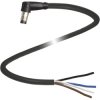 Sensor actuator cable, M8-cable plug, angled to open end, 4 pole, 3 m, PUR, black, 3 A, 70130074