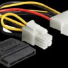 60127 Power Molex 4-pin plug -> SATA 15-pin socket+ P4 plug