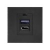 NOEN USB x 2 A+C, podwójny port modułowy 45x45mm z ładowarką USB, 2,1A 5V DC, czarny OR-GM-9010/B/USBAC