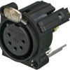 XLR panel socket, 5 pole, gold-plated, polyamide, NC5FAV-SW