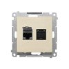 Simon 55 Gniazdo komputerowe podwójne RJ45 kategoria 6, z przesłoną przeciwkurzową (moduł) Szampański mat T62.01/144