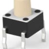 Short-stroke pushbutton, Form A (N/O), 50 mA/24 VDC, unlit , actuator (ivory, L 3.7 mm), 1.56 N, THT, 1-1825910-8