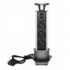Gniazdo meblowe wysuwane z blatu potrójne 3x 230V 2P+Z + 2x USB-A z maskownicą i przewodem 1,8m INOX Virone