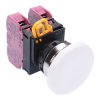 YW4B-M4E02W White 22mm Metal Bezel Mushroom Momentary Push Button Switch 2NC IP65 IDEC