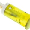 Lampka kontrolna do montażu panelowego 220V ac, Żółta 12mm LED Żółty Faston, oczko lutownicze APEM