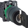 Key switch, unlit, latching, 2 Form A (N/O), waistband round, black, front ring black, 3 x 45°, mounting Ø 22 mm, XB5AG33