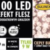 Lampki choinkowe Flesz LED 100l z gniazdkiem, biały ciepły 9,9m 230V/31V 9W IP44 na zewnątrz i do wnętrz 13-138