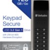 USB stick, 128 GB, integrated keypad, USB 3.2, black, Verbatim 49429