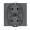MINI Gniazdo podwójne z uziemieniem SCHUKO 2x(2P+Z) (przesłony torów prądowych) grafitowy mat 28MGP-2sp