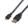 Roline Usb 2.0 Kabel, Usb A Male - Micro Usb B Male, Zwart, 0,15 M