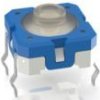 Short-stroke pushbutton, Form A (N/O), 100 mA/35 V, unlit , actuator (blue), 4.8 N, THT, 1.14.100.601/0000