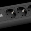 350.007 Power strip, 3 sockets, type F - CEE 7/3, black