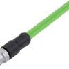Sensor actuator cable, M12-cable plug, straight to open end, 4 pole, 2 m, PUR, green, 4 A, 77 4529 0000 50704 0200