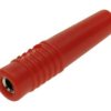 Gniazdo bananowe; 2mm; 25.432.1; na kabel; czerwony; lutowany; 25mm; 24A; 60V; mosiądz niklowany; PVC; Amass; RoHS; 1.303.R