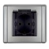 FLEXI Gniazdo bryzgoszczelne z/u SCHUKO (klapka dymna) srebrny metalik 7FGPB-1sdp