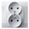 KARO Gniazdo podwójne z uziemieniem z przesłonami IP-20 zaciski gwintowe biały GP-2SZP/00 OSPEL