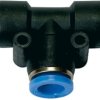 T connector, L 22.5 mm, 10 bar, plastic/brass, for hose outer Ø 8 mm, 109829