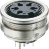 Panel socket, 5 pole, solder cup, screw locking, straight, 0306 05