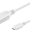 USB 2.0 adapter cable, USB plug type A to micro USB plug type B, 1 m, white, 96193