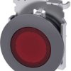 Siemens 3SU10610JB200AA0 3SU1061-0JB20-0AA0 Przycisk podświetlany pierścień przedni metalowy, okrągły przycisk piaskowy