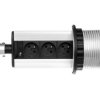 Gniazdo meblowe fi10cm, 3x250V AC wysuwane z blatu z przewodem 1,8m srebrne OR-AE-1351