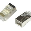 Wtyk 8p8c RJ45 STP kat.5e na drut, przelotowy (1.00mm)