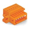 Pin header, 6 pole, pitch 3.81 mm, angled, orange, 734-336/019-000