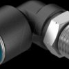 153051 Push-in fitting, L-shaped, with external hexagon, R1/4 <> dia. 1