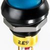 Vandal-proof pushbutton switch, 1 pole, black, illuminated  (yellow), 4 A/12 V, mounting Ø 13.6 mm, IP67, IPR1SAD2L0Y