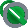 Toggle switch, 2 positions, unlit, latching, waistband round, green, front ring gray, 90°, mounting Ø 30.5 mm, ZB5FD203C0