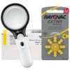 96 x baterie do aparatów słuchowych Rayovac Extra Advanced 10 MF + lupa z podświetleniem LED Goobay 41255