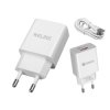 Ładowarka sieciowa USB WK-019C Biała, QC 3.0 5V/3A + Kabel USB/USB-C
