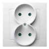 AS Gniazdo podwójne bez uziemienia z ramką z przesłonami białe GP-2GP/00 OSPEL