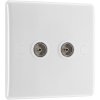 BG 861 White Nexus Moulded Double Socket For Tv Or Fm Co-AXial Aerial Connection