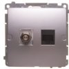 Simon Basic Gniazdo Antenowe Typu F + Rj45 Kat.6 Srebrny Mat Bmafrj45.01/43