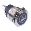 Boat Deck Light (Mirrored)' Blue LED Momentary 22mm Vandal Push Button Switch SPDT 12V