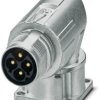 Surface-mounting plug, M17, 4 pole, crimp connection, standard/ONECLICK quick locking system, angled, 1628519