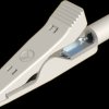 Alligator clip, white, max. 4 mm, L 41.5 mm, CAT O, socket 2 mm, 973584107