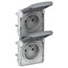 PLEXO IP55 Gniazdo podwójne z uziemieniem pionowe szare 069563 LEGRAND