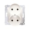 SIMON 54 Gniazdo podwójne bez uziemienia z przesłonami do RAMEK zaciski śrubowe krem DG2MZN.01/41 KONTAKT SIMON